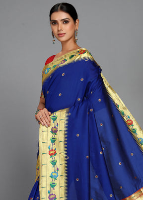 Royal Blue Paithani Spun Silk Saree With Blouse Piece - Indian Silk House Agencies