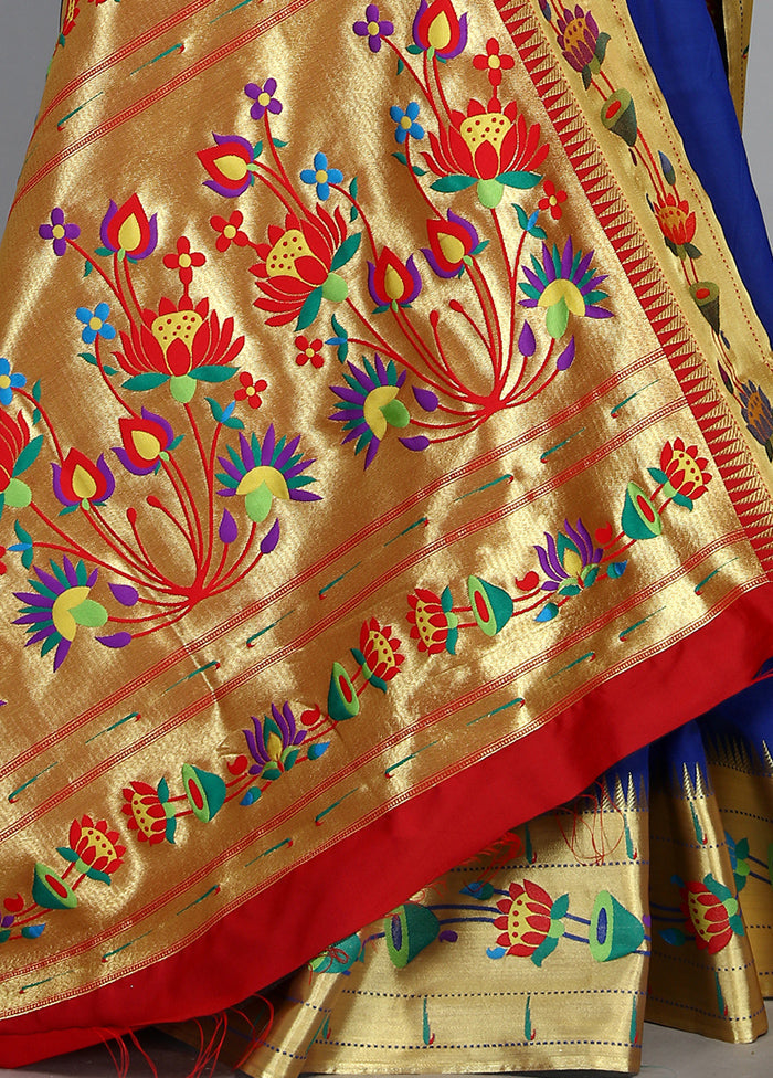 Royal Blue Paithani Spun Silk Saree With Blouse Piece - Indian Silk House Agencies