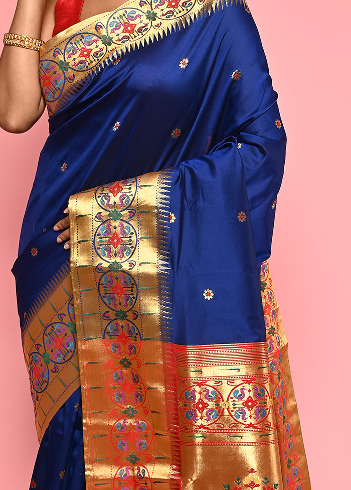 Royal Blue Paithani Spun Silk Saree With Blouse Piece - Indian Silk House Agencies