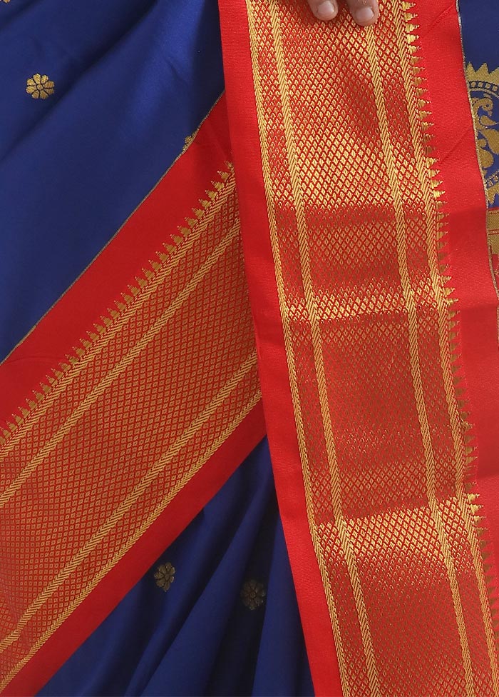 Royal Blue Paithani Spun Silk Saree With Blouse Piece - Indian Silk House Agencies