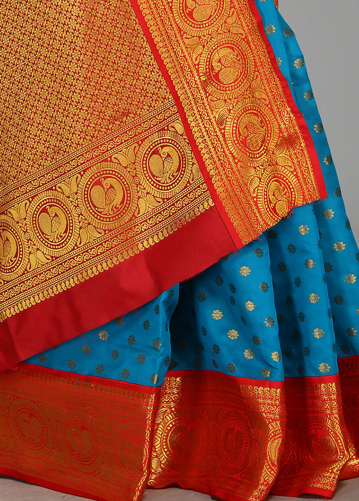 Sky Blue Spun Silk Saree With Blouse Piece - Indian Silk House Agencies