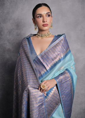 Firoza Tussar Silk Saree With Blouse Piece