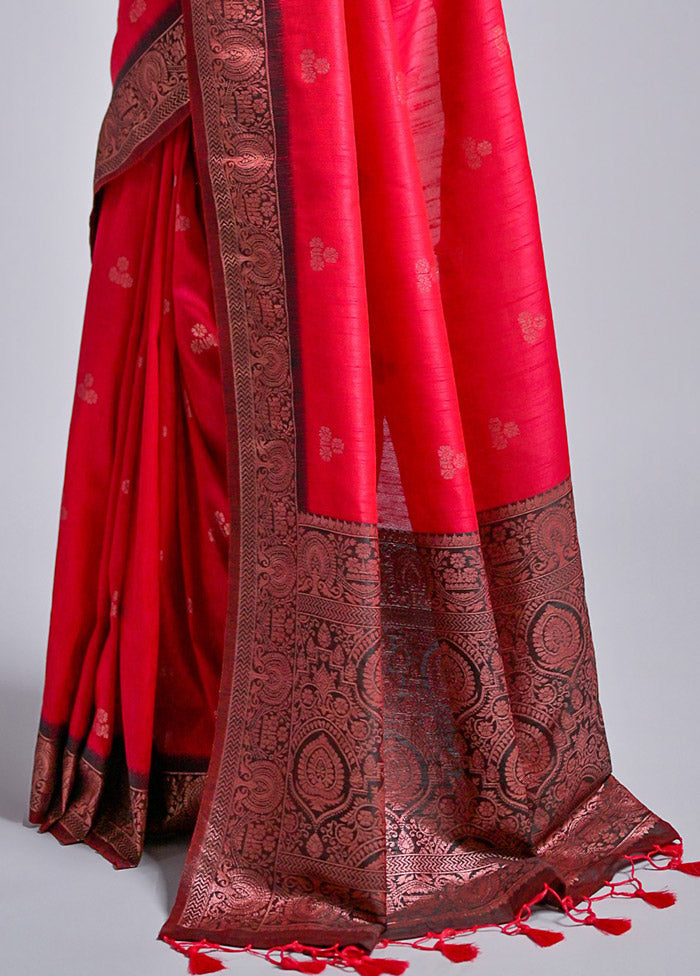 Pink Banarasi Silk Saree With Blouse Piece