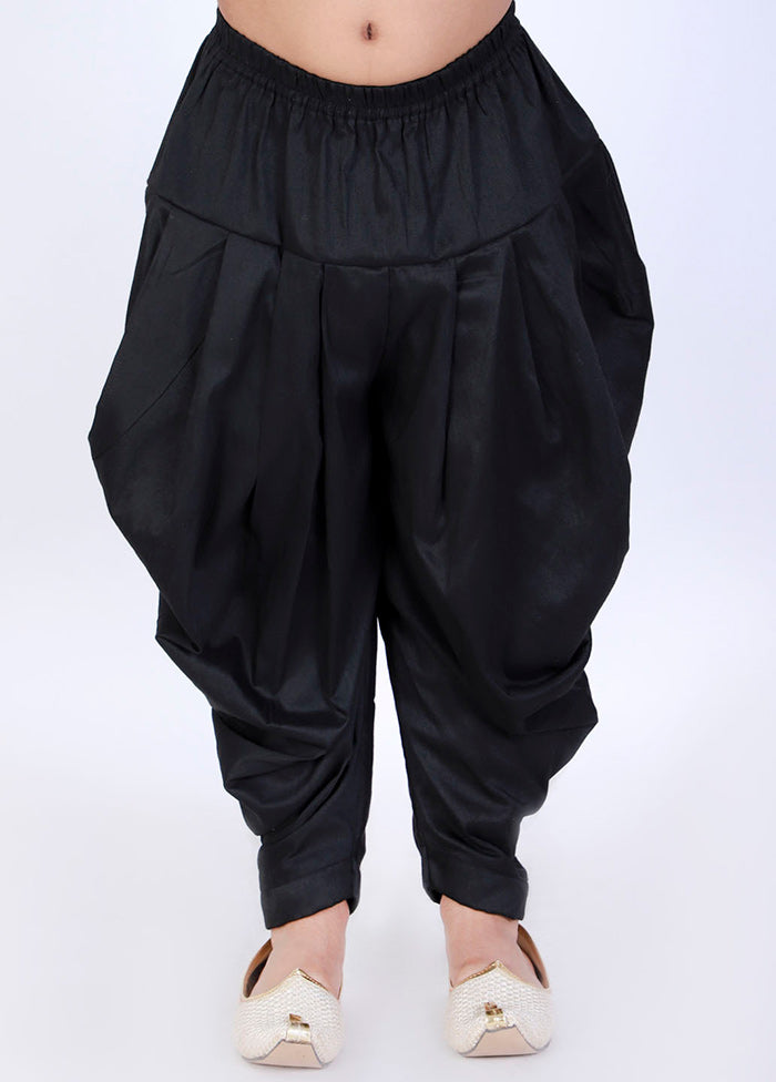 Black Ready To Wear Silk Dhoti Pant - Indian Silk House Agencies