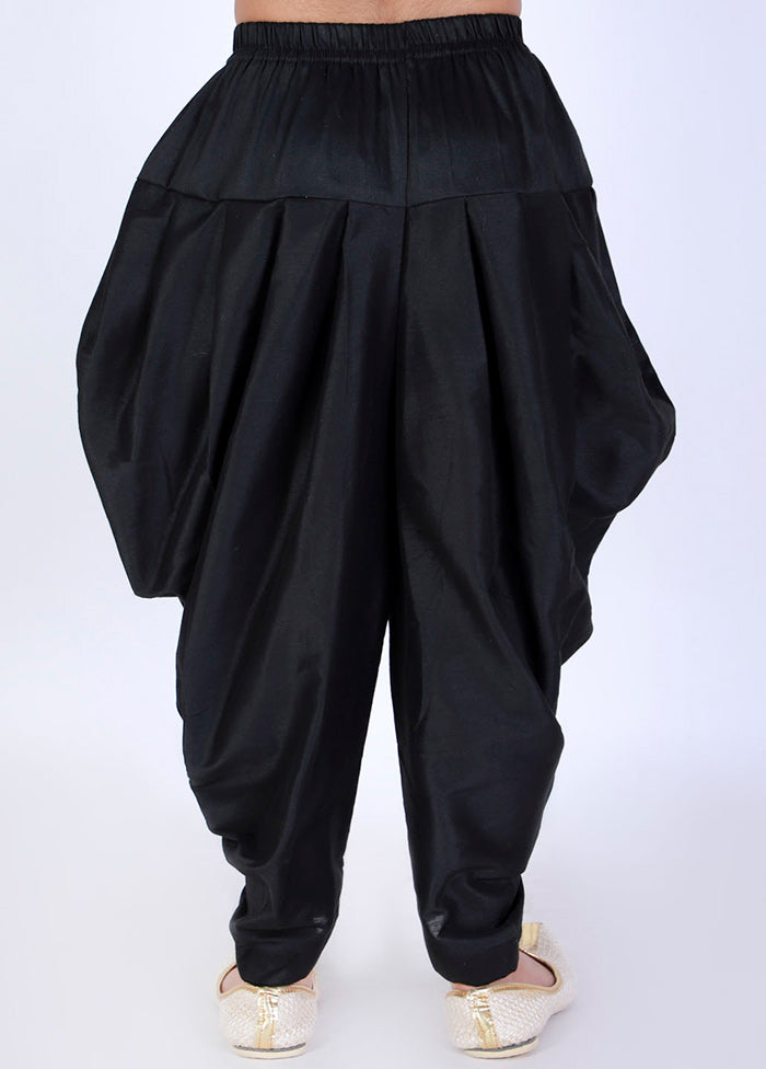 Black Ready To Wear Silk Dhoti Pant - Indian Silk House Agencies