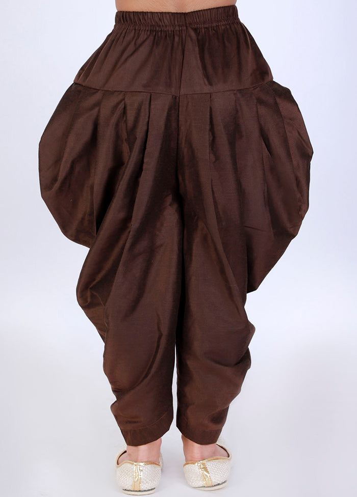 Brown Ready To Wear Silk Dhoti Pant - Indian Silk House Agencies