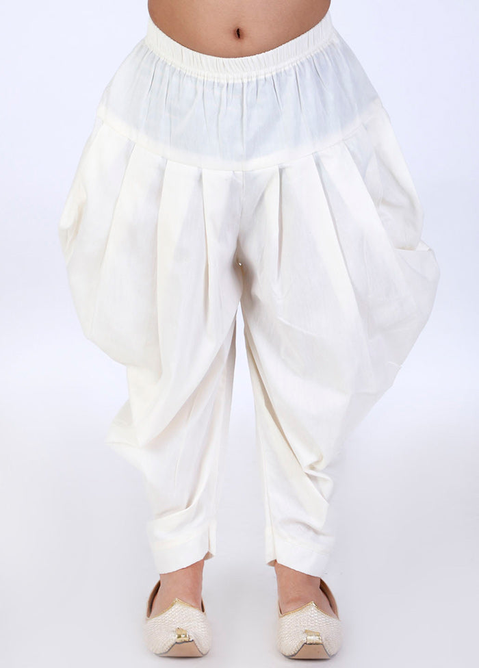 Cream Ready To Wear Silk Dhoti Pant - Indian Silk House Agencies