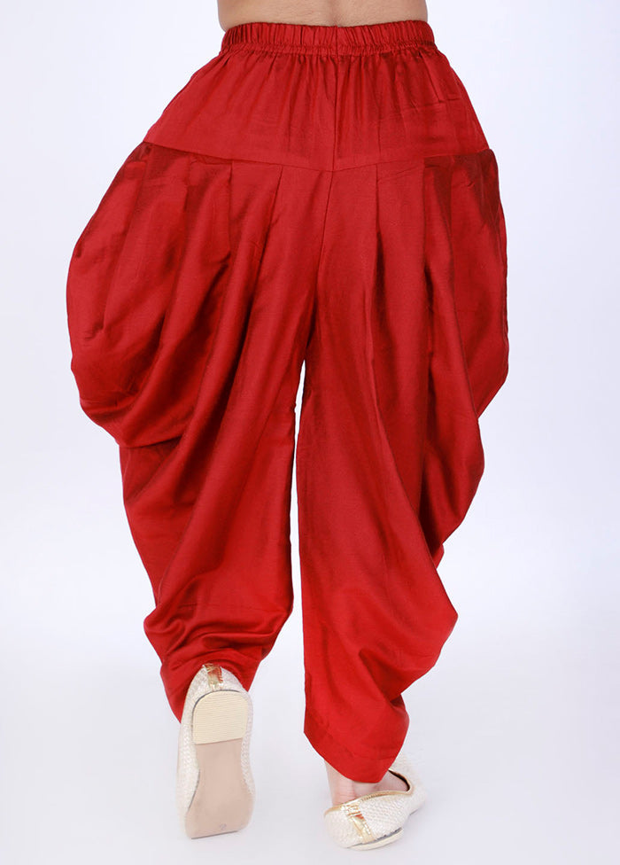 Maroon Ready To Wear Silk Dhoti Pant - Indian Silk House Agencies