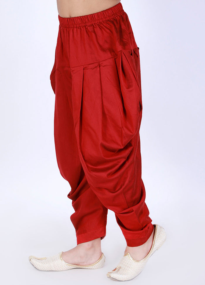 Maroon Ready To Wear Silk Dhoti Pant - Indian Silk House Agencies