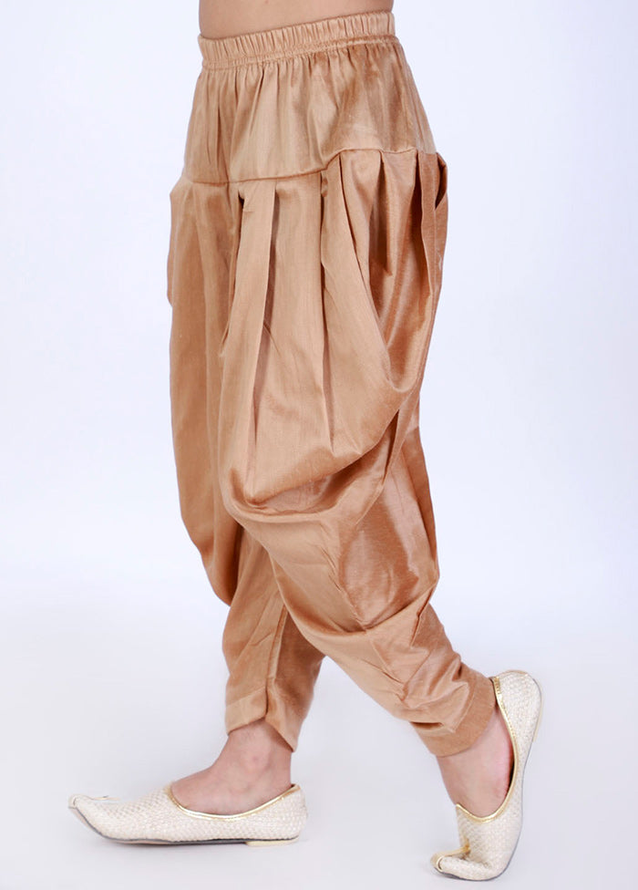 Gold Ready To Wear Silk Dhoti Pant - Indian Silk House Agencies