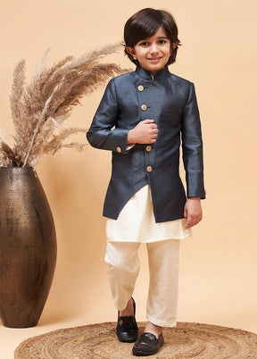 3 Pc Cream Viscose Sherwani Set - Indian Silk House Agencies