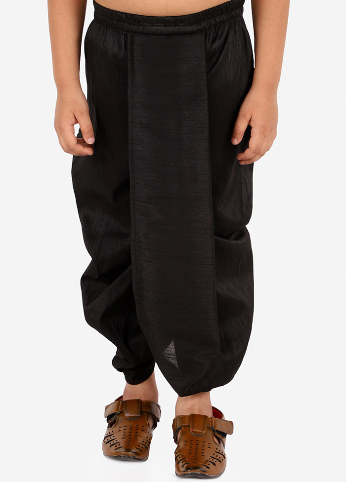 Black Ready To Wear Silk Dhoti Pant - Indian Silk House Agencies