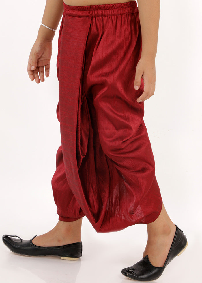 Maroon Ready To Wear Silk Dhoti Pant - Indian Silk House Agencies