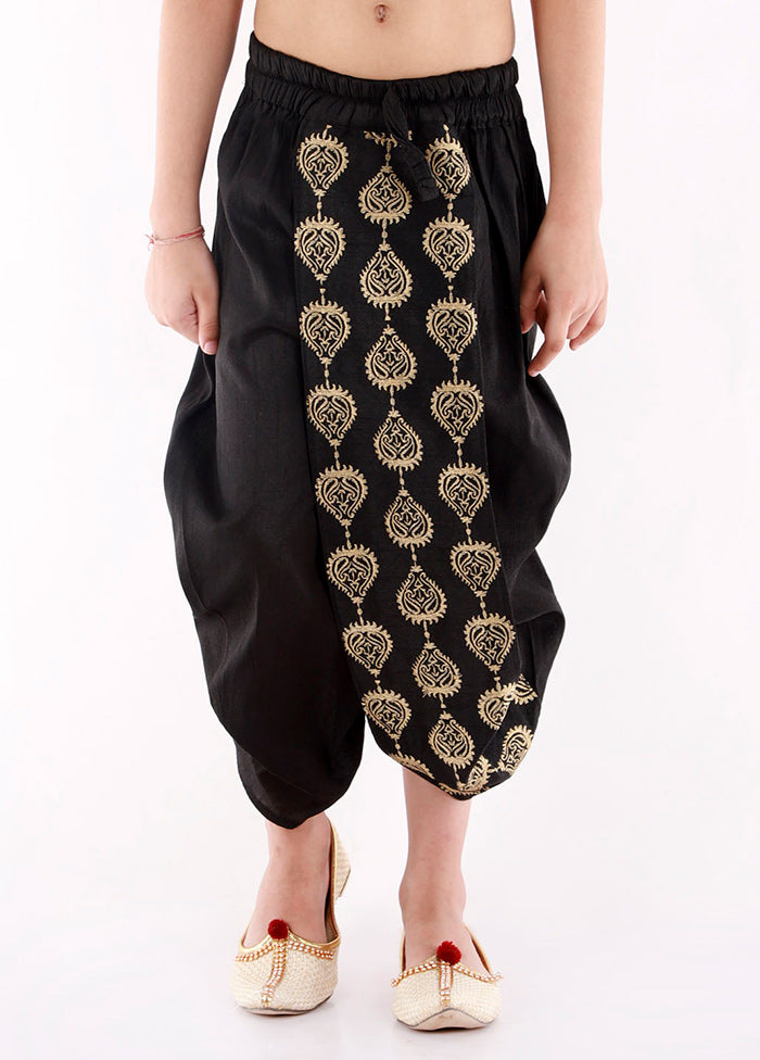 Black Ready To Wear Silk Dhoti Pant - Indian Silk House Agencies