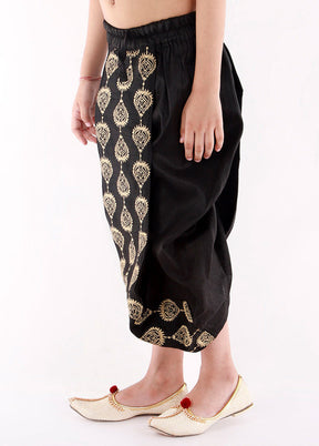 Black Ready To Wear Silk Dhoti Pant - Indian Silk House Agencies