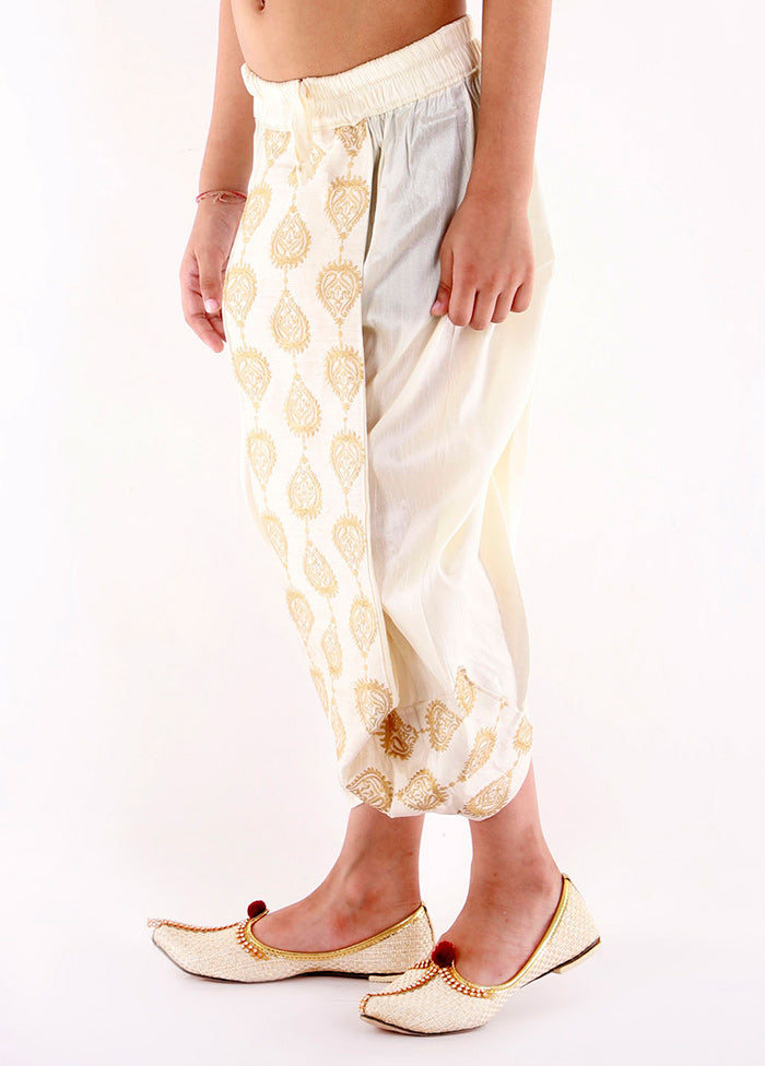 Cream Ready To Wear Silk Dhoti Pant - Indian Silk House Agencies