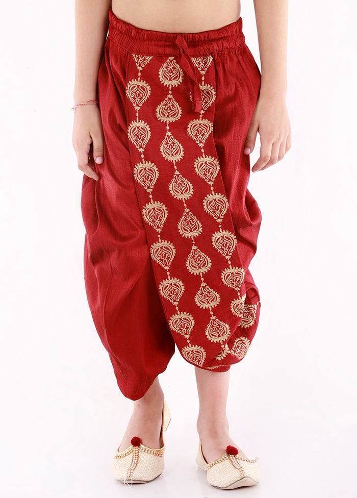 Maroon Ready To Wear Silk Dhoti Pant - Indian Silk House Agencies