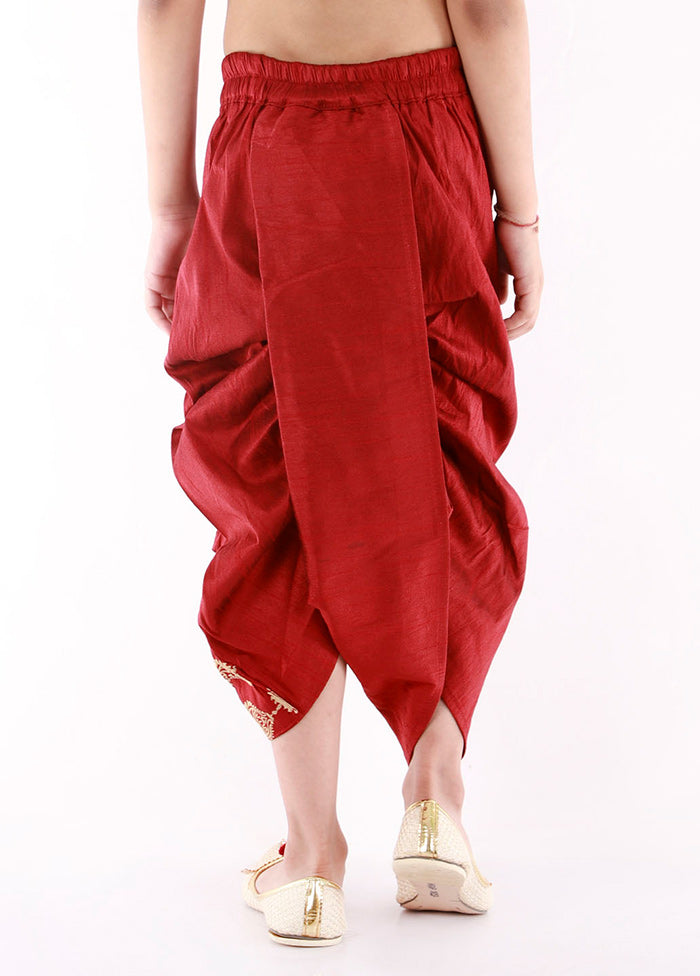 Maroon Ready To Wear Silk Dhoti Pant - Indian Silk House Agencies