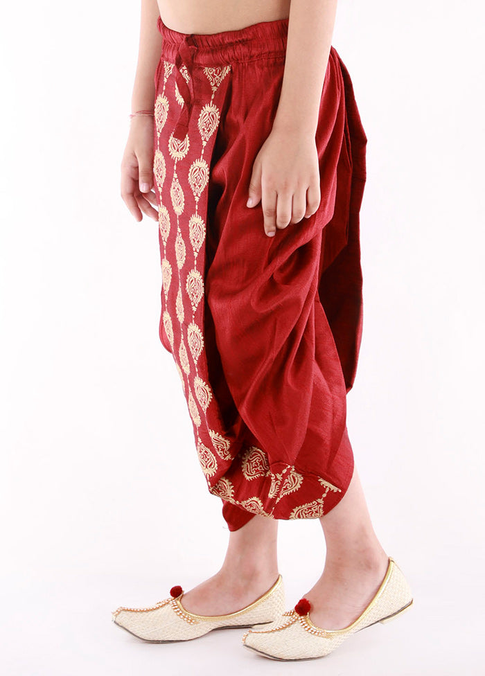 Maroon Ready To Wear Silk Dhoti Pant - Indian Silk House Agencies