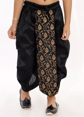 Black Ready To Wear Silk Dhoti Pant - Indian Silk House Agencies