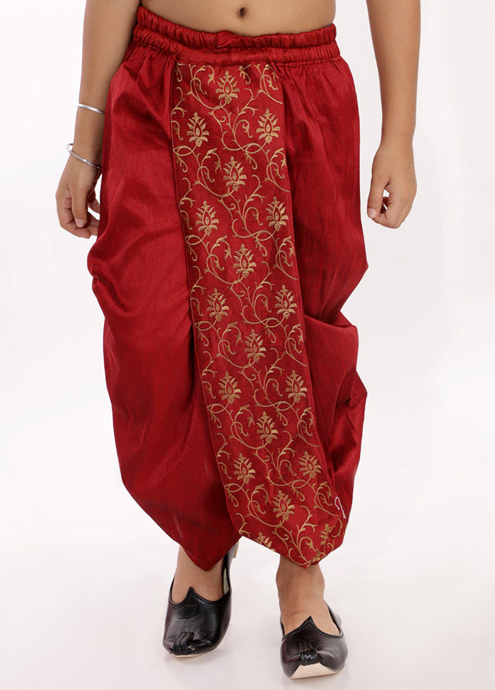 Maroon Ready To Wear Silk Dhoti Pant - Indian Silk House Agencies