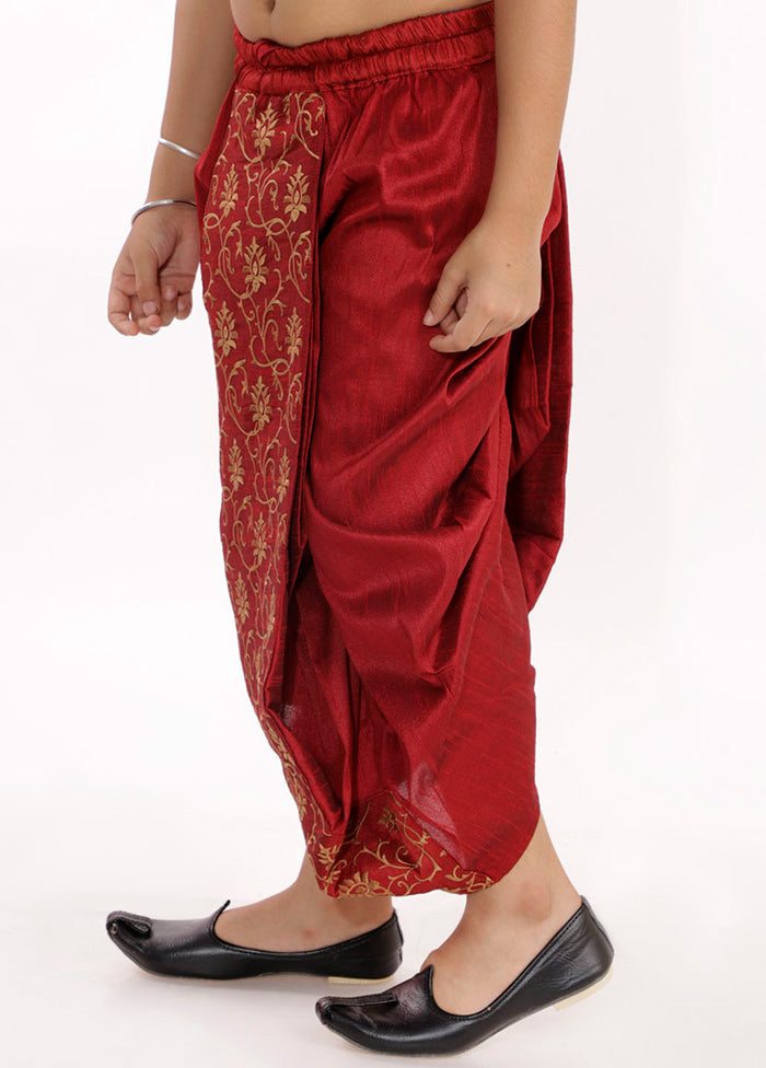 Maroon Ready To Wear Silk Dhoti Pant - Indian Silk House Agencies