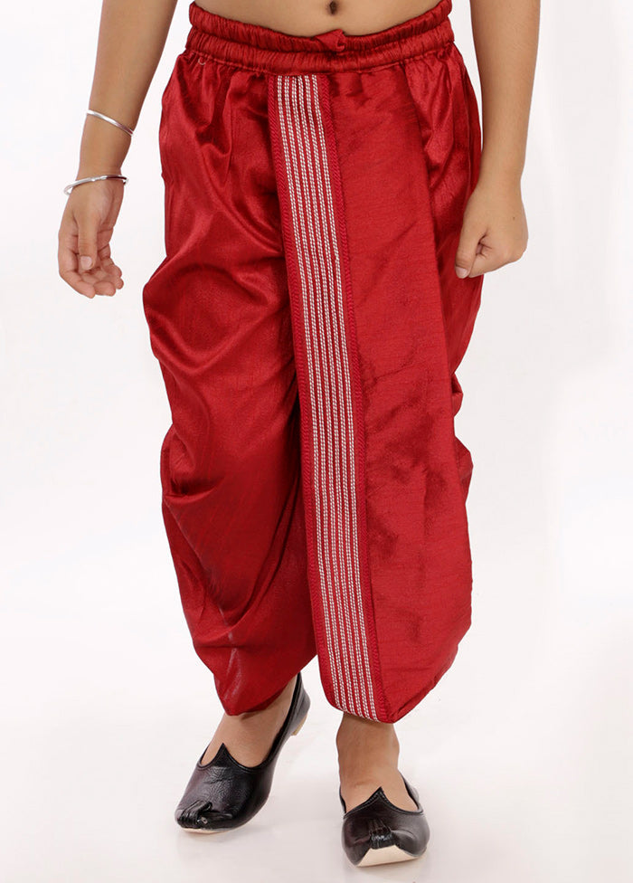 Maroon Ready To Wear Silk Dhoti Pant - Indian Silk House Agencies