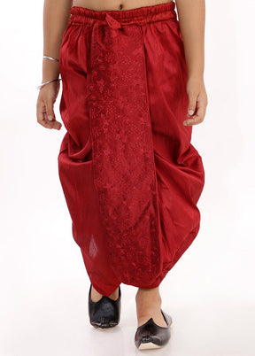 Maroon Ready To Wear Silk Dhoti Pant - Indian Silk House Agencies