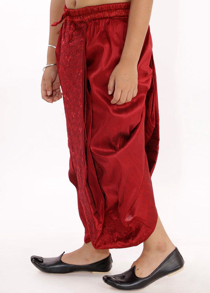 Maroon Ready To Wear Silk Dhoti Pant - Indian Silk House Agencies