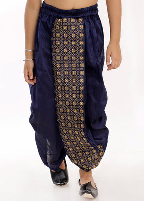 Navy Blue Ready To Wear Silk Dhoti Pant - Indian Silk House Agencies