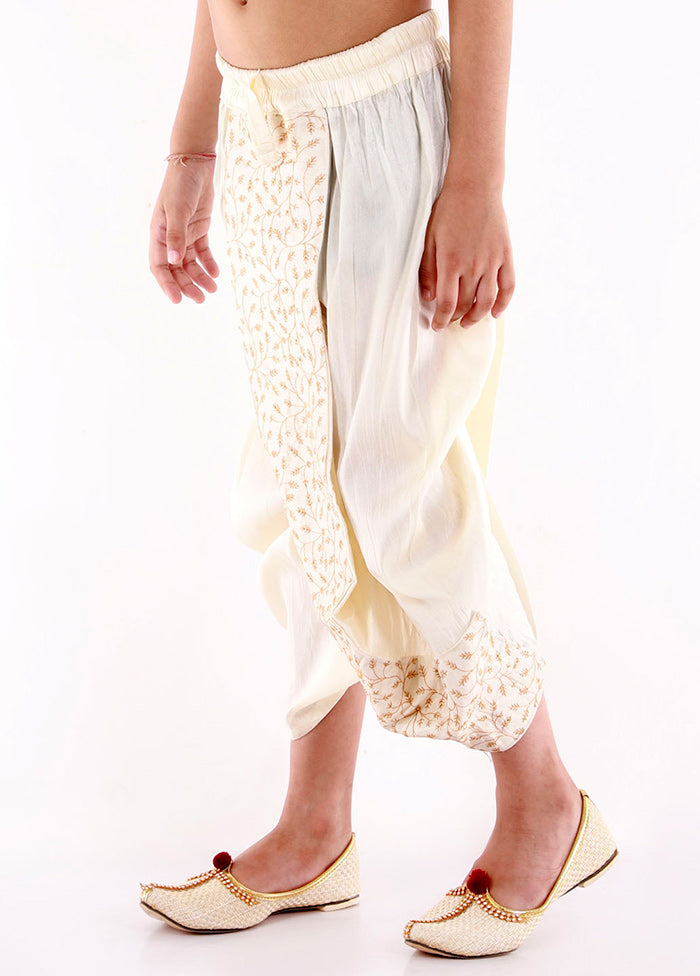 Cream Ready To Wear Silk Dhoti Pant - Indian Silk House Agencies