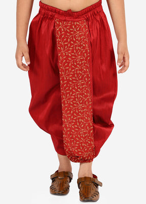 Maroon Ready To Wear Silk Dhoti Pant - Indian Silk House Agencies