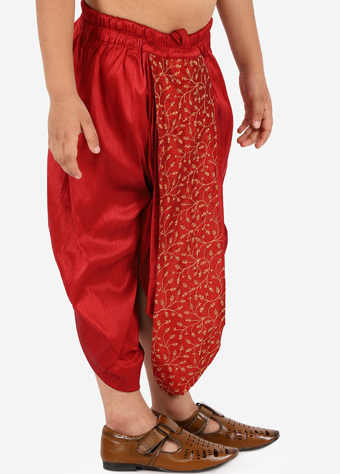 Maroon Ready To Wear Silk Dhoti Pant - Indian Silk House Agencies