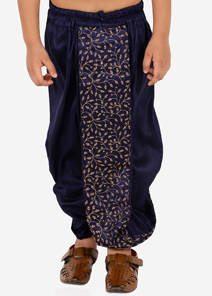 Navy Blue Ready To Wear Silk Dhoti Pant - Indian Silk House Agencies