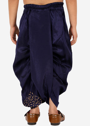 Navy Blue Ready To Wear Silk Dhoti Pant - Indian Silk House Agencies