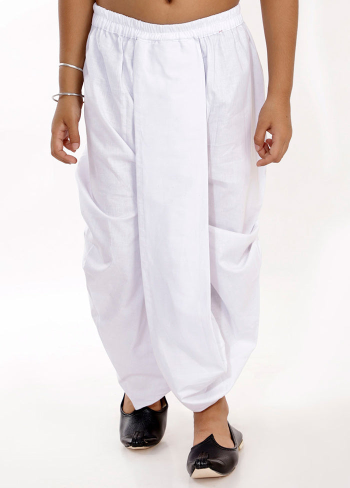 White Ready To Wear Silk Dhoti Pant - Indian Silk House Agencies