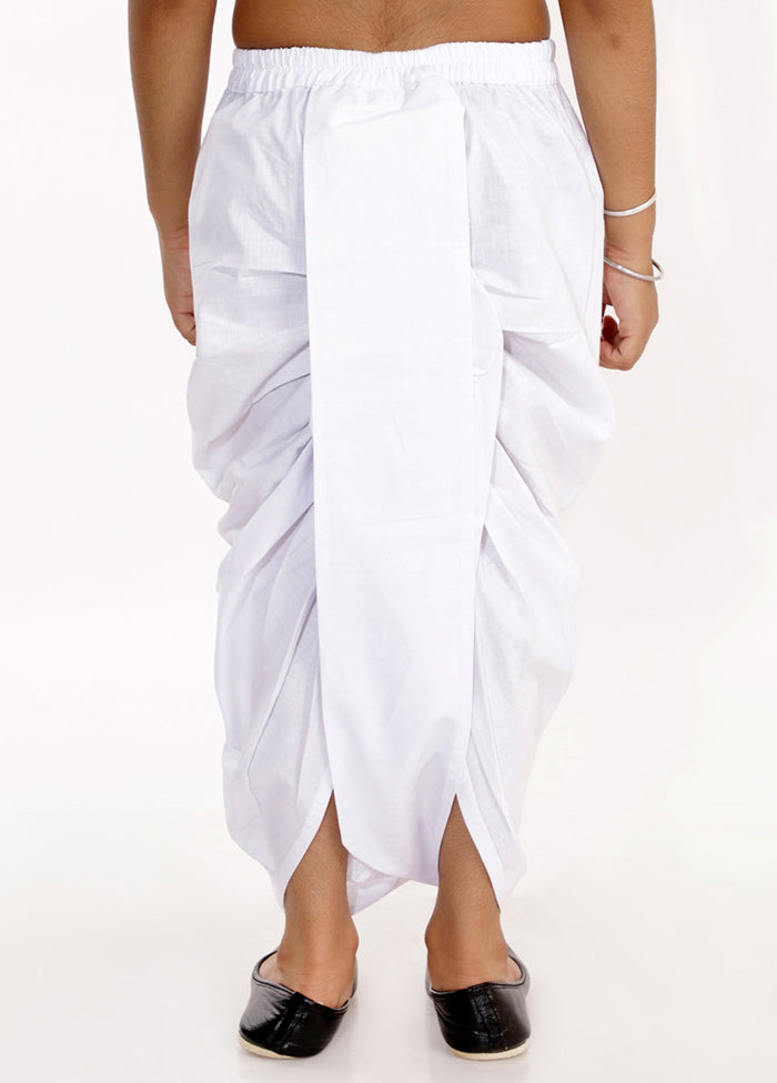 White Ready To Wear Silk Dhoti Pant - Indian Silk House Agencies