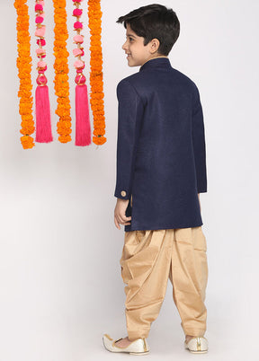 Navy Blue Festive Cotton Kurta Pajama Set - Indian Silk House Agencies