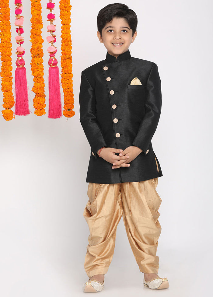 Black Festive Cotton Kurta Pajama Set - Indian Silk House Agencies