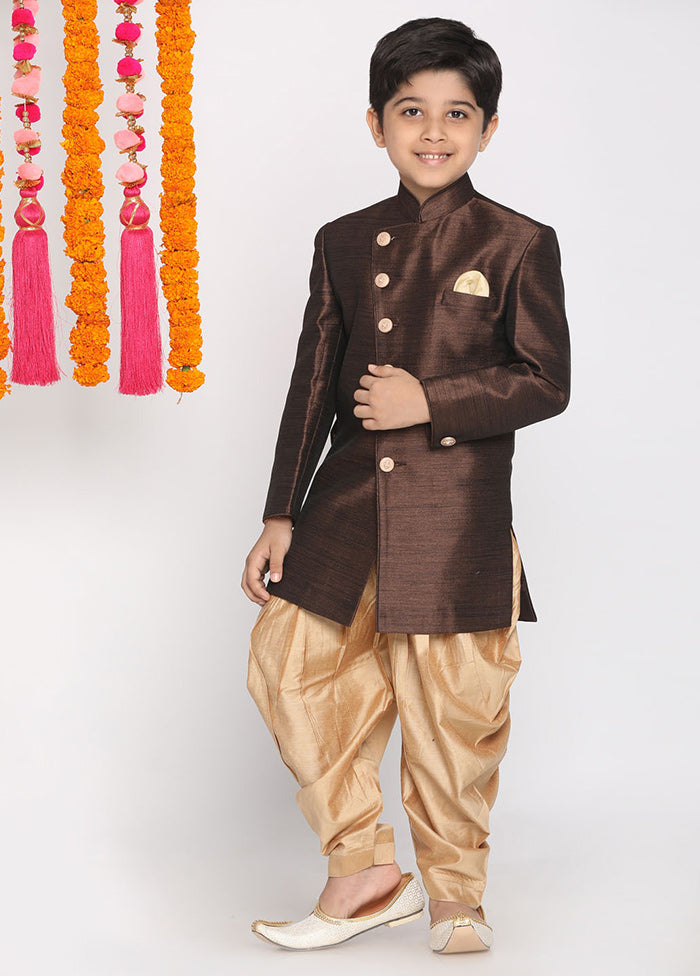 Brown Festive Cotton Kurta Pajama Set - Indian Silk House Agencies