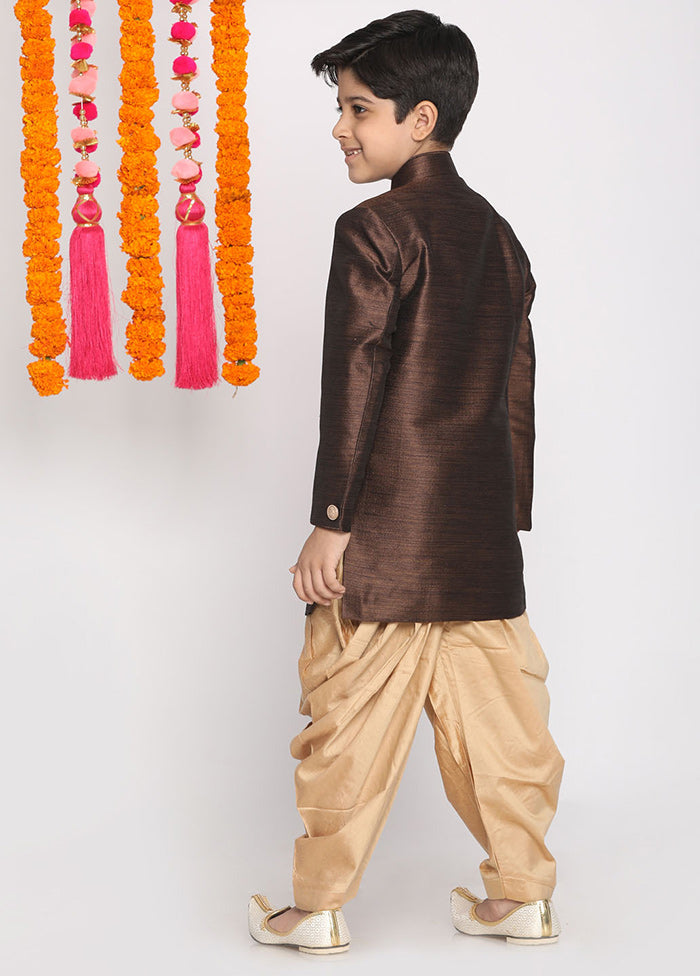 Brown Festive Cotton Kurta Pajama Set - Indian Silk House Agencies