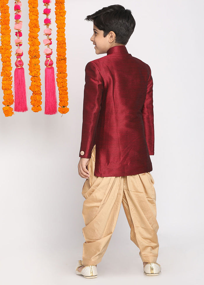 Maroon Festive Cotton Kurta Pajama Set - Indian Silk House Agencies