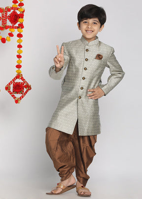 Beige Festive Silk Kurta Pajama Set - Indian Silk House Agencies