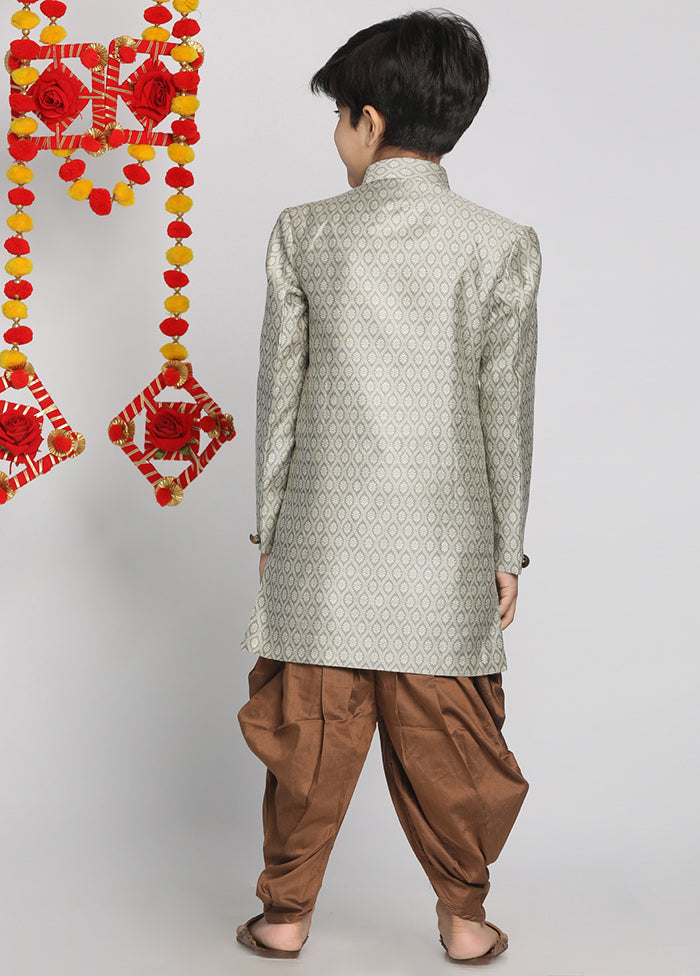 Beige Festive Silk Kurta Pajama Set - Indian Silk House Agencies