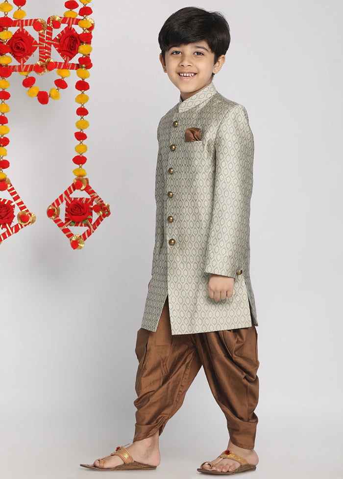 Beige Festive Silk Kurta Pajama Set - Indian Silk House Agencies