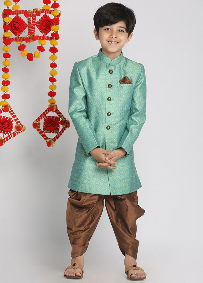 Green Festive Silk Kurta Pajama Set - Indian Silk House Agencies