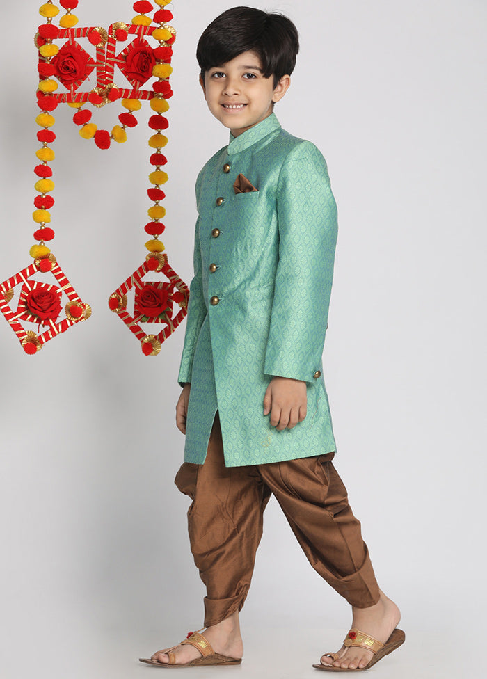 Green Festive Silk Kurta Pajama Set - Indian Silk House Agencies