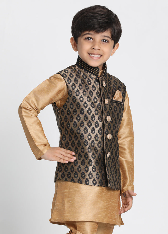 Black Silk Ethnic Jacket - Indian Silk House Agencies