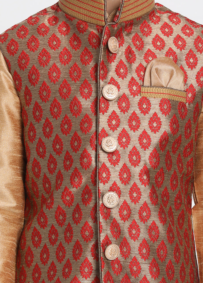 Maroon Silk Ethnic Jacket - Indian Silk House Agencies