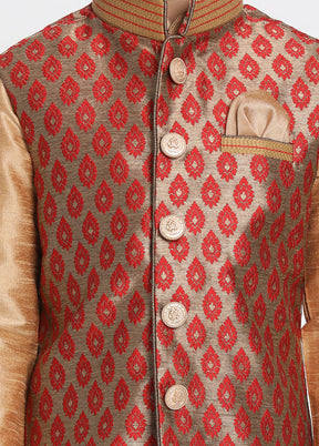 Maroon Silk Ethnic Jacket - Indian Silk House Agencies